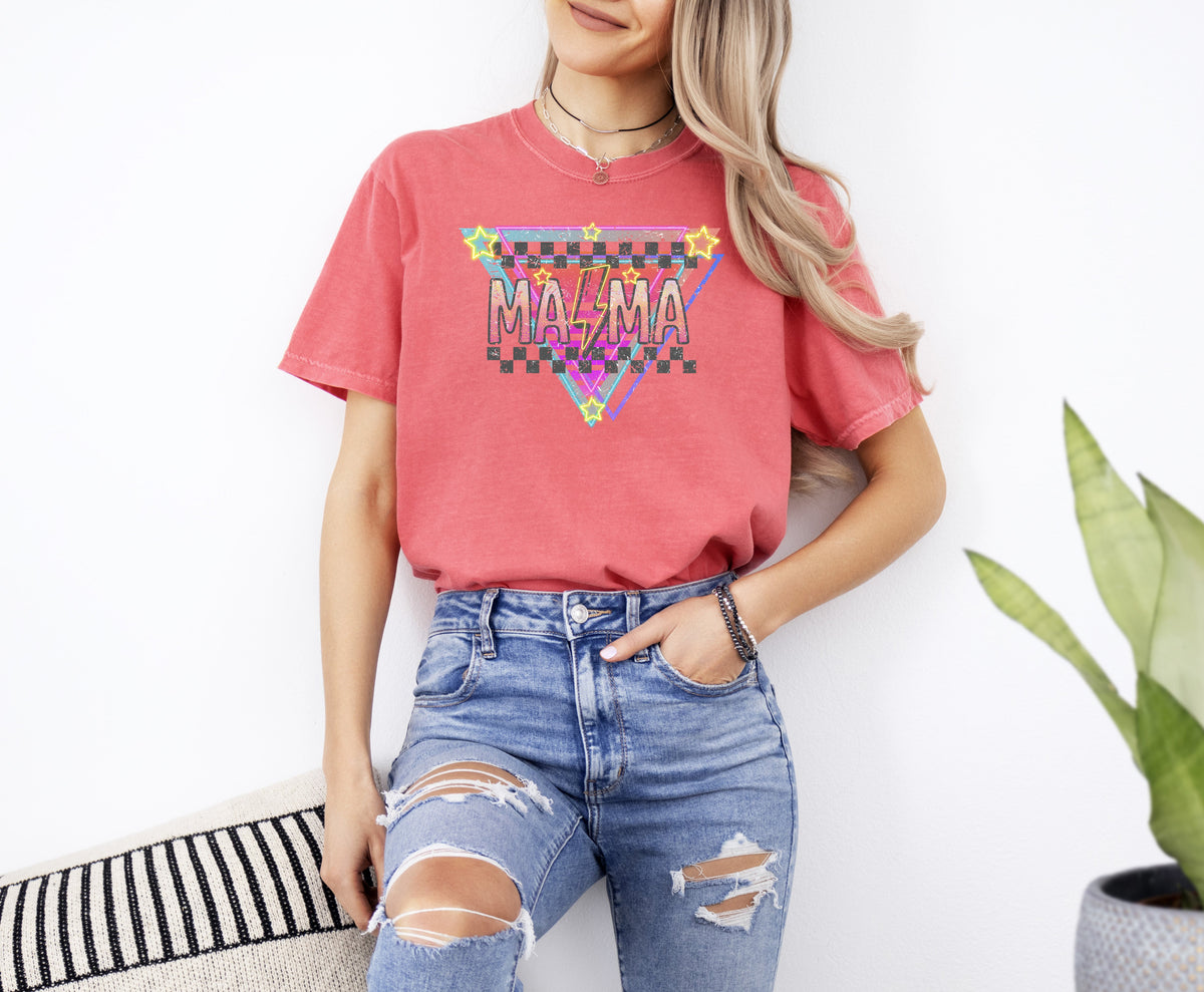 Retro Mama 80s Style Colorful Vintage Mom Baby Shower Pregnant Comfort Colors Tee